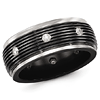 Edward Mirell 9mm Black Titanium White Sapphire Ring with Grooves