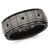Edward Mirell 9mm Black Gray Titanium Black Spinel Ring with Grooves