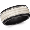 Edward Mirell 10mm Black Titanium Ring with Wave Pattern Silver Inlay