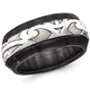 Edward Mirell 10mm Black Titanium Ring Scroll Argentium Silver Inlay