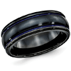 Edward Mirell 8mm Black Titanium Ring with Blue Lines