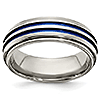 Edward Mirell 7mm Titanium Ring with Four Blue Lines