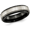 Edward Mirell 6mm Black Titanium Ring Milgrain Argentium Silver Inlay