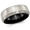 Edward Mirell 8mm Black Titanium Ring Argentium Silver Grooved Edges