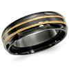Edward Mirell 7mm Black Titanium Ring with 14k Gold Knurl Inlay