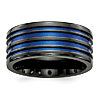 Edward Mirell Black Titanium Ring with Four Blue Lines 10mm