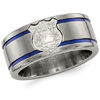 Edward Mirell 10mm Titanium Police Badge Ring with Blue Lines