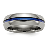 Edward Mirell Titanium Blue Line Ring 7mm