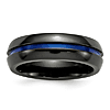 Edward Mirell Black Titanium Blue Line Ring 7mm