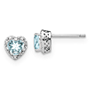 Sterling Silver 0.86 ct Aquamarine Heart Earrings with Diamonds