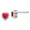Sterling Silver Created Ruby And Diamond Earrings