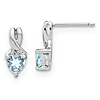 Sterling Silver 0.9 ct tw Heart Aquamarine Earrings with Diamonds