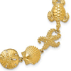 14k Yellow Gold Starfish Shell Sand Dollar Sea Turtle Bracelet