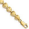14k Yellow Gold Diamond-cut Heart Charm Bracelet 7in
