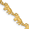 14k Yellow Gold Elephant Charm Link Bracelet 7in