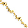 14k Yellow Gold Dolphins Link Bracelet 7in