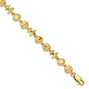 14k Yellow Gold Slender Starfish Sand Dollar And Shell Charm Bracelet