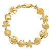 14k Yellow Gold Sea Shells Sand Dollar and Starfish Bracelet 7.25in
