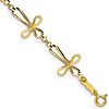 14k Yellow Gold Open Cross Bracelet With  Diamond Cut Texture 7.5in