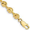 14k Yellow Gold Slender Sand Dollar Charm Bracelet 7in