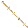 14k Yellow Gold Polished and Diamond-cut Alternating Crosses Bracelet