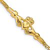 14k Yellow Gold Claddagh Bracelet 7in