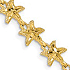14k Yellow Gold Starfish Charm Bracelet