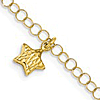 14k Yellow Gold Italian Open and Diamond-cut Stars Charm Bracelet