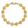 14k Yellow Gold Diamond-cut Heart Bracelet 7in
