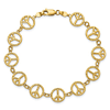 14k Yellow Gold Peace Sign Charm Bracelet 7.5in