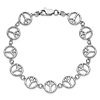 14k White Gold Peace Sign Charm Bracelet 7.5in