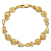 14k Yellow Gold Dolphin Sea Shell and Sand Dollar Charm Bracelet
