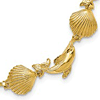 14k Yellow Gold Dolphin and Scallop Shells Bracelet 7.25in