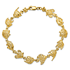 14k Yellow Gold Aquarium Fish Charm Bracelet 7.5in