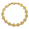 14k Yellow Gold Mini Sand Dollar Charm Bracelet 7in