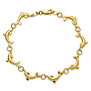 14k Yellow Gold Polished Dolphins Charm Bracelet 7.25in