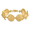 14k Yellow Gold Large Sand Dollar Starfish Sea Turtle Bracelet 7in