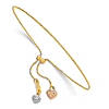 14k Tri-color Gold Diamond-cut Heart Adjustable Bolo Bracelet