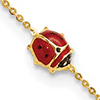 14k Yellow Gold Enameled Ladybug Bracelet 6.5in with Extender