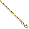 14K Two-tone Gold Diamond-cut Wavy Bead Bracelet 7.5in
