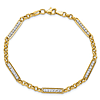 14k Two-tone Gold Polished and Diamond-Cut Bead Bar Bracelet 7.5in