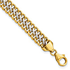 14k Yellow Gold and Rhodium Polished Wide Fancy Link Bracelet 8in