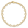 14k Yellow Gold Open Heart Link Bracelet 7.5in