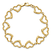 14k Yellow Gold Open Heart Link Bracelet Polished Finish 7in