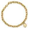 14k Yellow Gold Heart Lock Charm Mariner Shackle Link Bracelet 7.5in