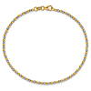 14k Two-tone Gold Slender Diamond-cut Bead Bracelet 7.5in