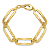 14k Yellow Gold Large Long Brushed Oval Link Bracelet 7.5in