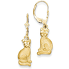14kt Yellow Gold Sitting Cat Leverback Earrings