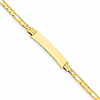 14kt Yellow Gold 7in ID Bracelet with Figaro Links