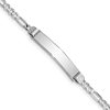 14k White Gold 7in Figaro Link ID Bracelet 4.5mm Thick
